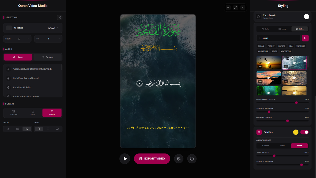 Quran Studio editor